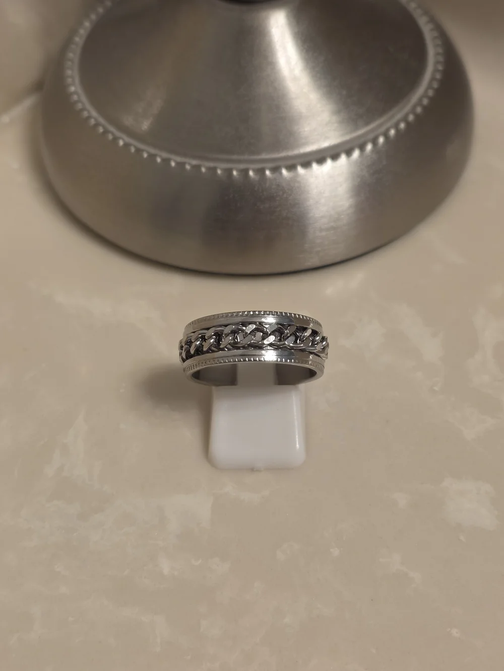 Men's Stainless Steel Chain Link Spinner Ring Size 9